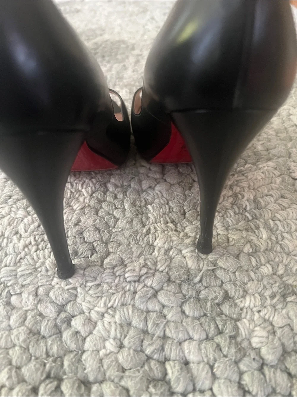 Christian Louboutin Black Leather Peep-Toe Pumps